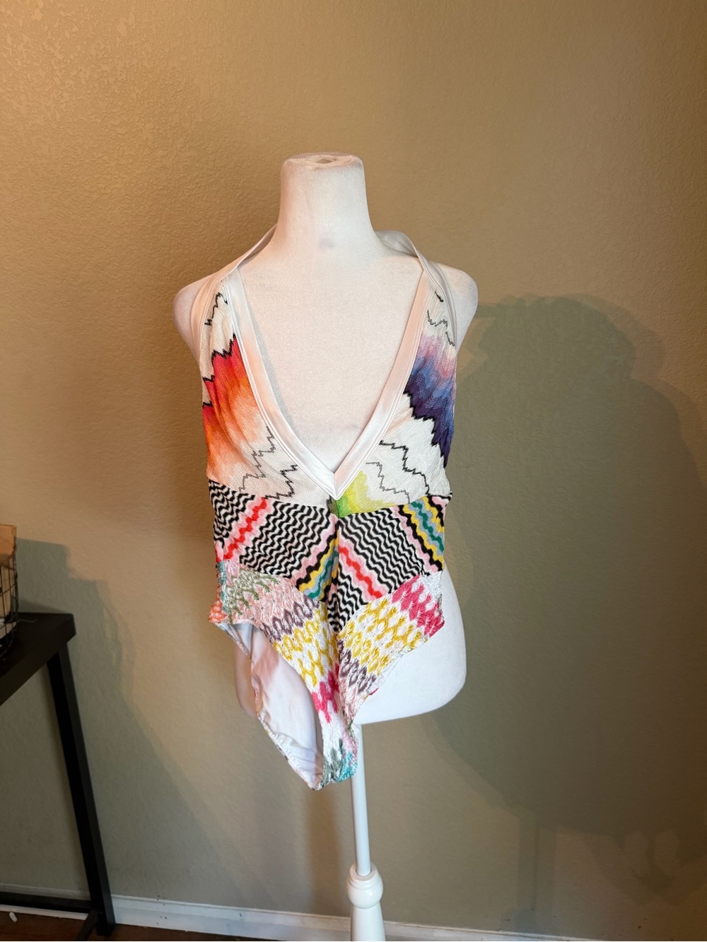 Missoni Multicolor Zigzag Halter Camisole with White Base